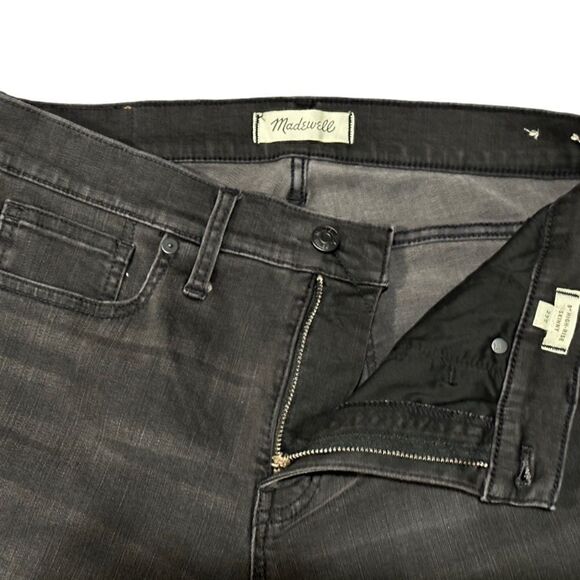 Madewell Black High-Rise Distressed Raw Hem Skinny Jeans Size 29T - Picture 5 of 9